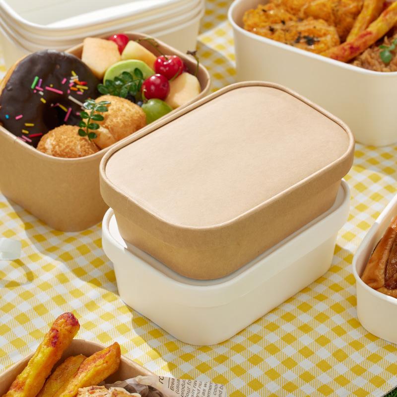 Meal Prep Bowl - 10Pcs Square Disposable Kraft Paper Lunch