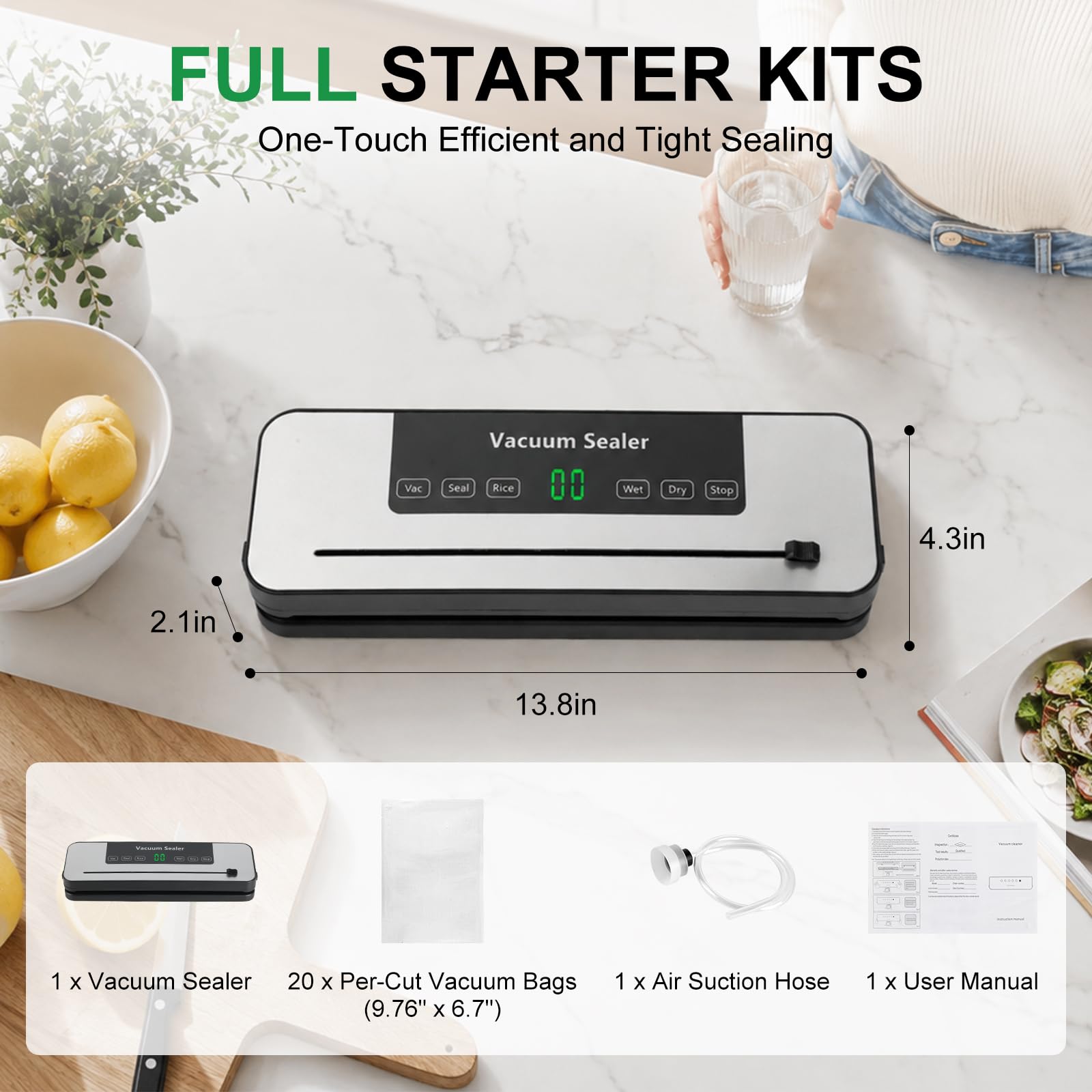 Food Vacuum Sealer Machine 6 M - Meal Prep With Rice recension och pris